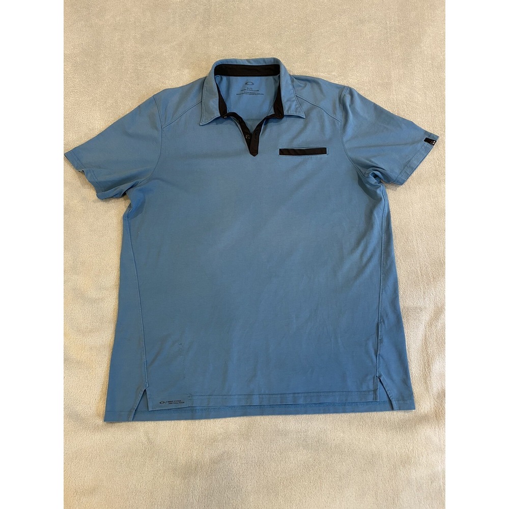 Mens Oakley Short Sleeve Golf Polo Shirt Blue XL *Flaws Stains*